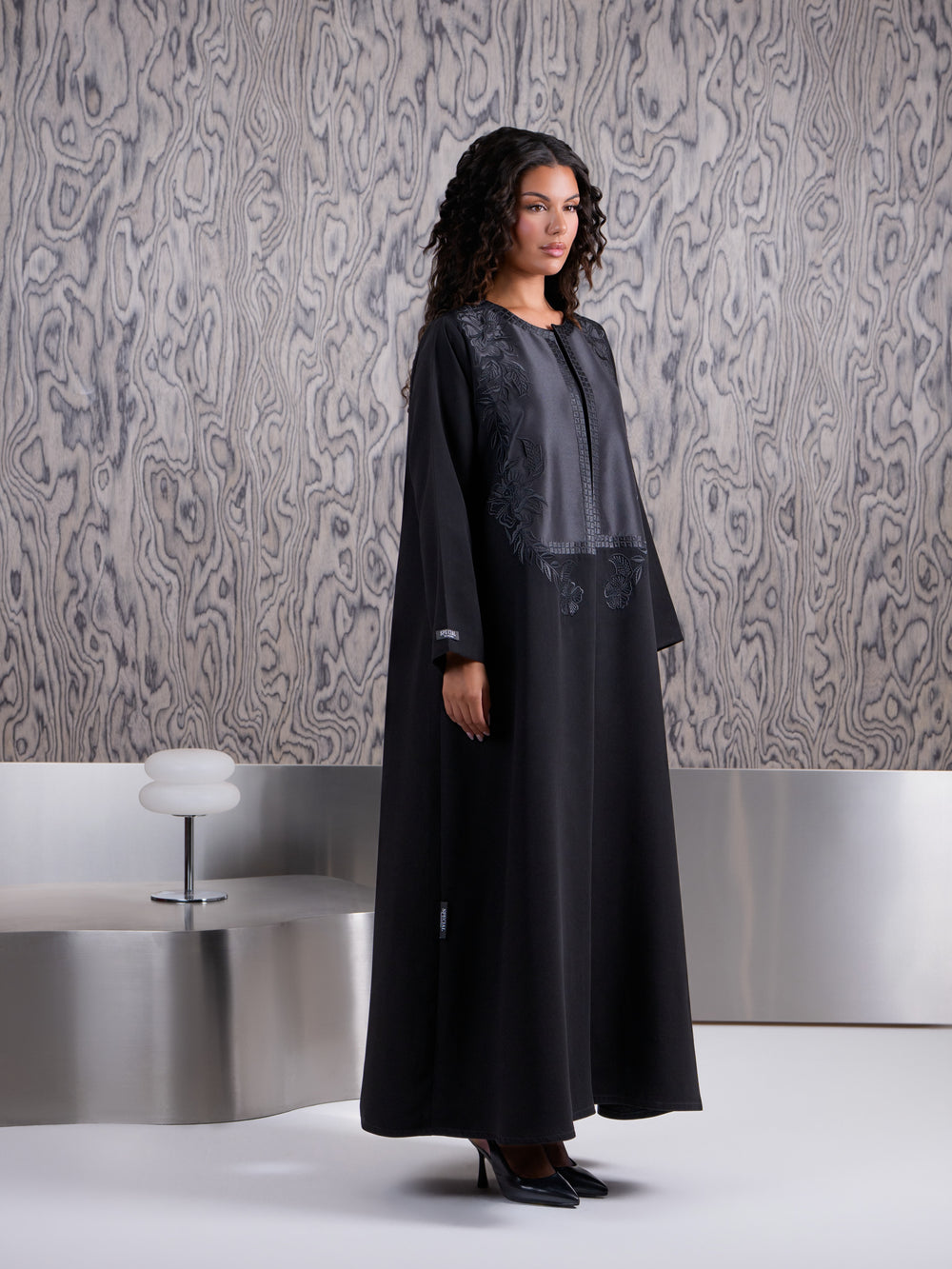 Noir Bloom Embroidered Black Abaya