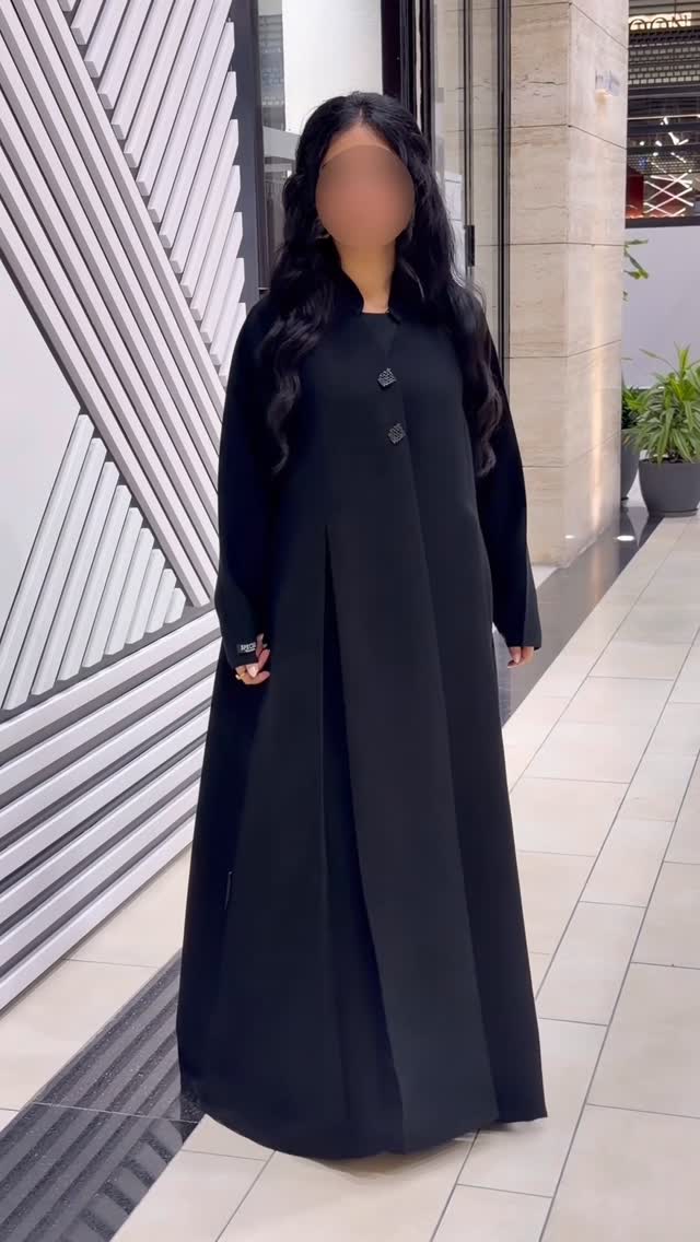 Classic Black Occasion Abaya – Embellished Buttons