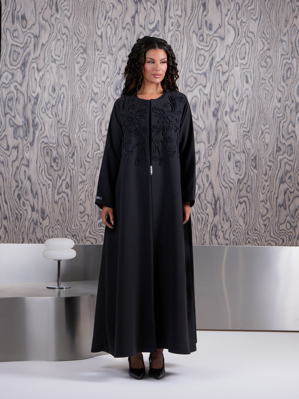 Bream Hand Work Black Abaya
