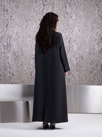 Blush Floral Embroidered Black Abaya