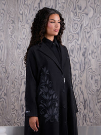 Noir Botanical Embroidered Abaya