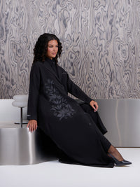 Noir Botanical Embroidered Abaya