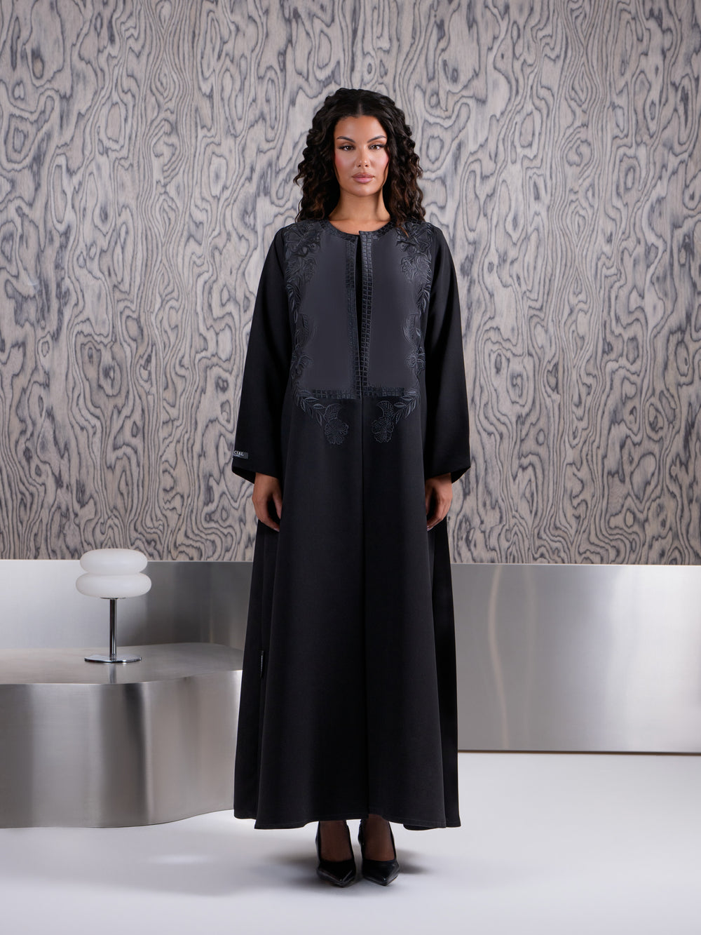 Noir Bloom Embroidered Black Abaya