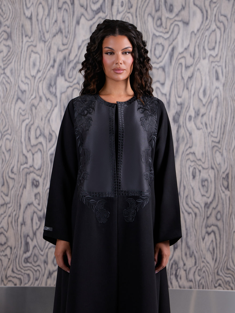 Noir Bloom Embroidered Black Abaya