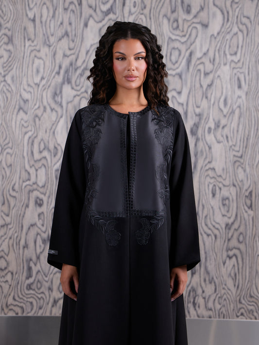 Noir Bloom Embroidered Black Abaya