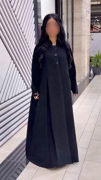 Classic Black Occasion Abaya – Embellished Buttons